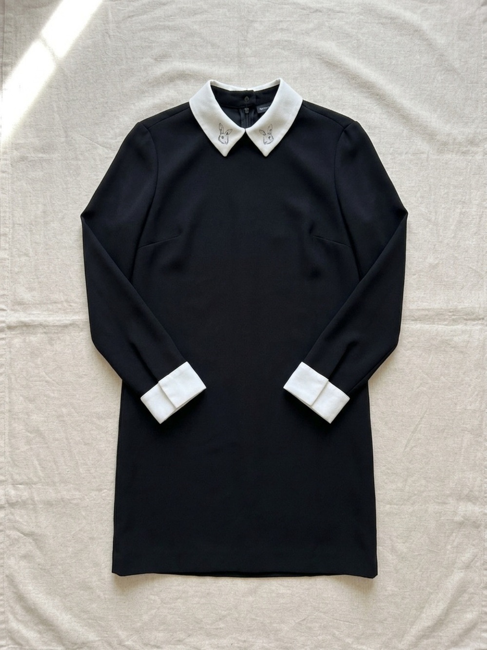 Victoria Beckham for Target Black Peter Pan Collar Dress Bunny Rabbit S
